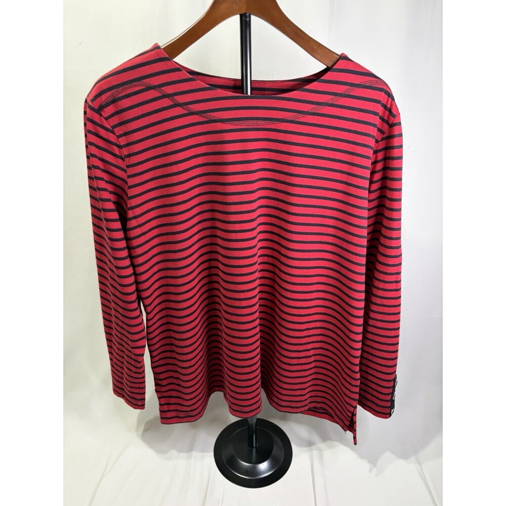 Southern Lady Women's Long Sleeve Pullover Shirt Red/Black Stripe Size XL
